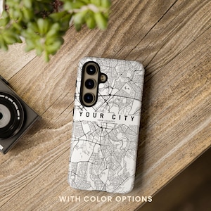 Benutzerdefinierte Tough Samsung Glossy City Map Handyhülle |  Personalisierte trendige Schutzhülle | Ästhetische Smartphone Hülle | Einzigartiges Geschenk für Galaxy