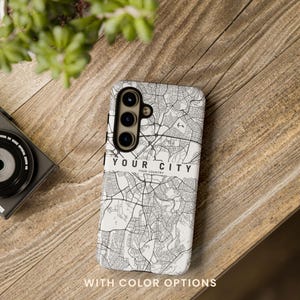 Benutzerdefinierte robuste Samsung Matte City Map Handyhülle |  Personalisierte trendige Schutzhülle | Ästhetische Smartphone Hülle | Einzigartige Geschenke für Galaxie