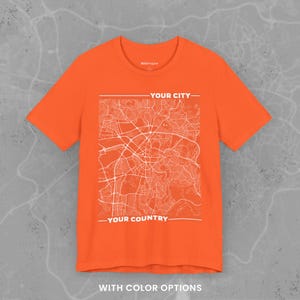 Personalisiertes T-Shirt | Personalisierte Lage T-Shirt | Urban Street Map-Shirt | Koordinaten Tshirt | Einzigartiges Reisegeschenk | Großstadt-Liebhaber-Kleid