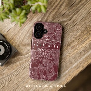 Maßgeschneiderte Tough iPhone Glossy City Map Handyhülle |  Personalisierte trendige Schutzhülle | Ästhetische Smartphone Hülle | Einzigartige Geschenke für Apple