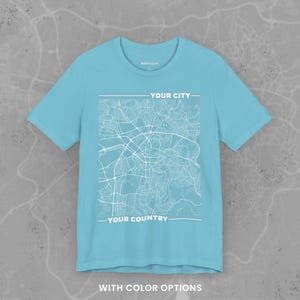 Personalisiertes T-Shirt | Personalisierte Lage T-Shirt | Urban Street Map-Shirt | Koordinaten Tshirt | Einzigartiges Reisegeschenk | Großstadt-Liebhaber-Kleid