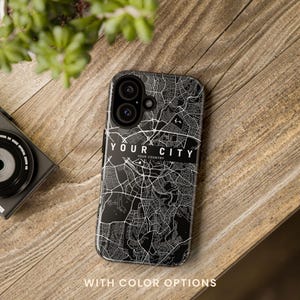 Maßgeschneiderte Tough iPhone Glossy City Map Handyhülle |  Personalisierte trendige Schutzhülle | Ästhetische Smartphone Hülle | Einzigartige Geschenke für Apple