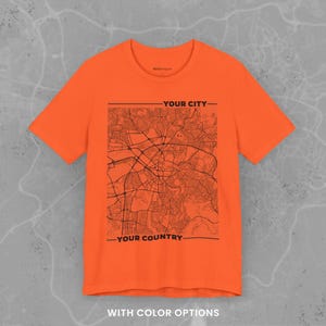 Personalisiertes T-Shirt | Personalisierte Lage T-Shirt | Urban Street Map-Shirt | Koordinaten Tshirt | Einzigartiges Reisegeschenk | Großstadt-Liebhaber-Kleid