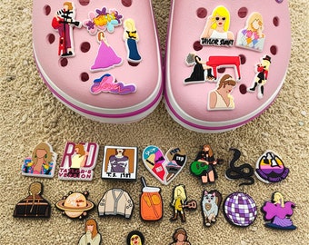 29 dijes de cocodrilo Swiftie | Amuletos de zapatos inspirados en Taylor ? Accesorios de merchandising para conciertos | Encantos del músico Taylor ? Mercancía de la gira Eras | TTPD