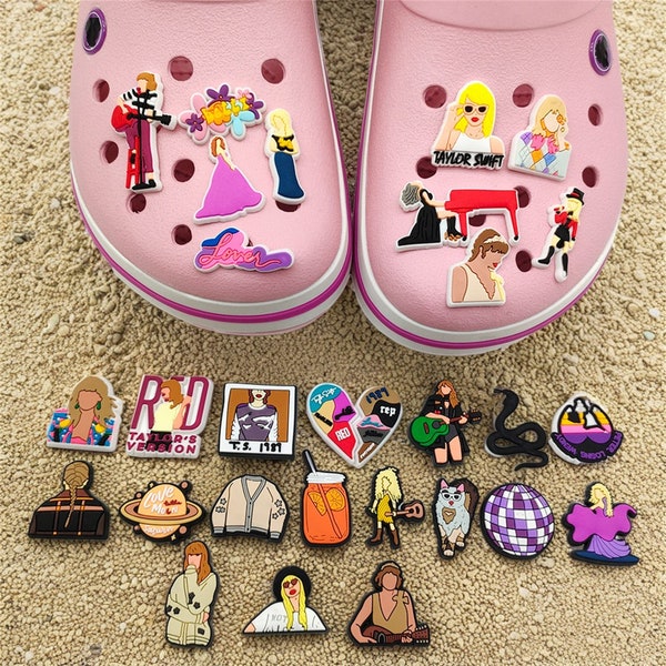 29 dijes de cocodrilo Swiftie | Amuletos de zapatos inspirados en Taylor ? Accesorios de merchandising para conciertos | Encantos del músico Taylor ? Mercancía de la gira Eras | TTPD