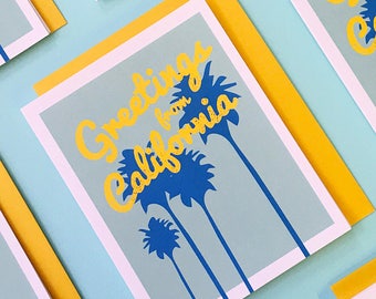 Greetings from California Card - California Gifts - Cute Miss You Card - Moving to California - Cali Letterpress Cards - Missing You Gift