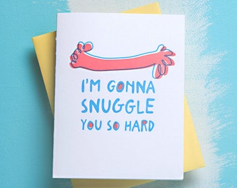 Snuggle you So Hard - Funny Valentine Card for Boyfriend - Happy Anniversary Card for Husband - Long Distance Boyfriend  - Miss You Card