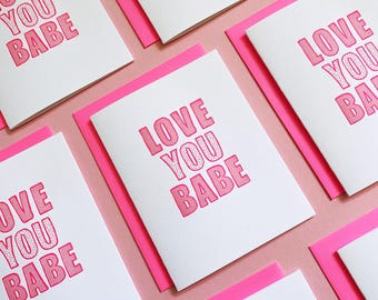 Love You Babe - Card For Him - Card For Her - Valentine's Day Card - Anniversary Card Love Card