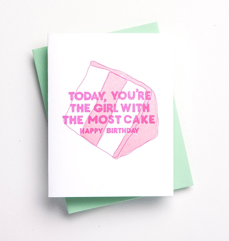 Girl With the Most Cake Birthday Card Courtney Love Birthday Etsy