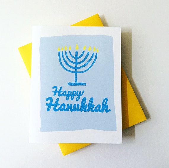Happy Hanukkah Card for Her Menorah Candles Gift for Him