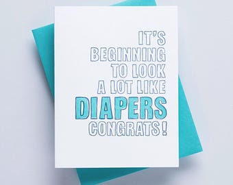 Funny Baby Card - Congrats Baby Card - Cute New Baby Card - Baby Congrats Gift - Welcome Baby Card - New Dad Card - New Mom Card