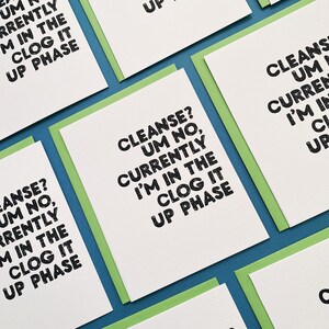 Cleanse? No - funny card for girlfriend, card for friend, health nut card, juice cleanse, doctor, cheese, chocolate, LA girlfriend,