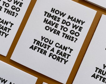 Old Fart Card - Happy 40th Birthday Card for Her - 40th Birthday Gift for Him - Funny Birthday Card for Best Friend - Letterpress Cards