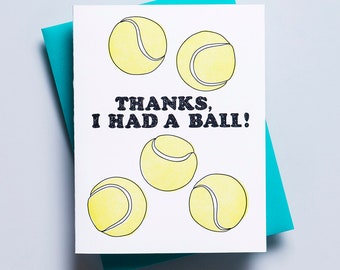 Punny Thank You Card - Hostess Card - Hostess Gifts - Thank You Card Funny - Cute Thank You Gifts - Tennis Coach Gift - Letterpress Cards