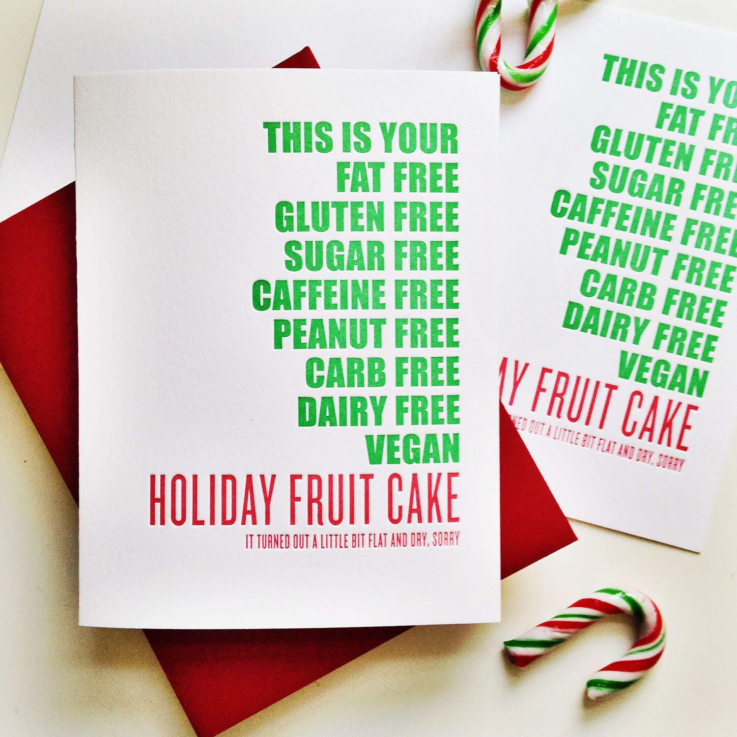 Holiday Fruit Cake Card Set Letterpress Christmas Card Set | Etsy