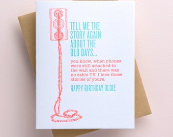 Vintage Phone Birthday Card - Funny Birthday Card Boyfriend - Retro Birthday - 40th Birthday Gifts for Women - 60th Birthday - Rude Birthday