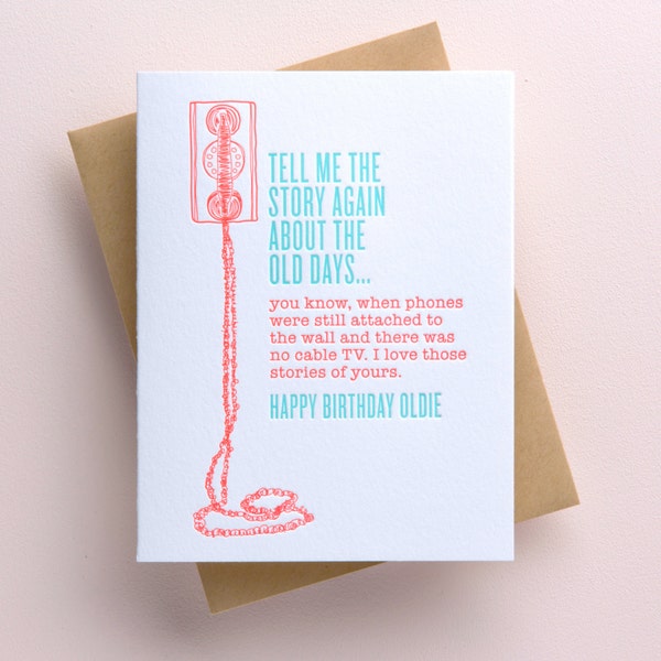 Vintage Phone Birthday Card - Funny Birthday Card Boyfriend - Retro Birthday - 40th Birthday Gifts for Women - 60th Birthday - Rude Birthday