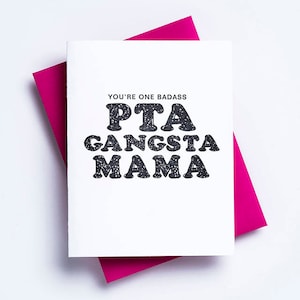 PTA Mom Card - Funny Mother&#39;s Day Card for Friend - Mothers Day Gift for Wife - Step Mom Gift - Best Mom Ever Gift - Cute Letterpress Cards