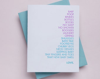 Funny New Baby Smell Card – Letterpress Congratulations Card