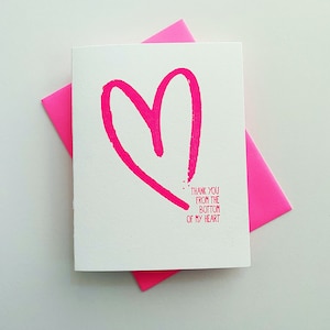 Thank You From The Bottom Of My Heart Card - Cute Thank You Cards - Hostess Card - Hostess Gifts - Gratitude Card for Her - Letterpress Card