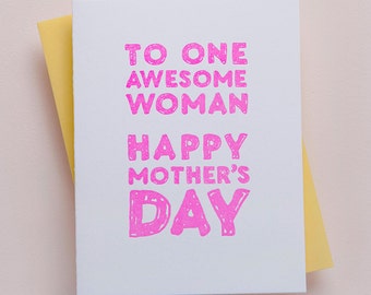 Happy Mothers Day Card for Mom - Letterpress Mothers Day Card for Aunt - Mother in Law Gift - First Mothers Day Card - Wife Mothers Day Card