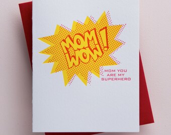 Happy Mother's Day Card - Superhero Mothers Day Card - First Mothers Day Card - Funny Mothers Day Card for Mom - Cute Letterpress Cards