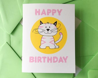 Cat Birthday Card - Funny Birthday Card from the Cat - Cat Greeting Card - Cat Birthday Gifts - Happy Birthday Card for Her - Kids Birthday