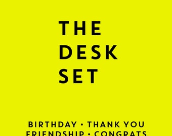 The Desk Set - Set of greeting cards, birthday cards, congrats card, keep yourself organized, Be prepared for anything, friendship cards.