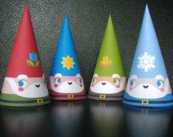 4 Seasons Cone Gnome Paper Toys PDF