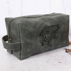 Perfektes Angelgeschenk für Ihn, personalisierte Rasier- & Kulturtasche, Herren Dopp Kit, Leder Reiseveranstalter, unverzichtbares Waschset für unterwegs