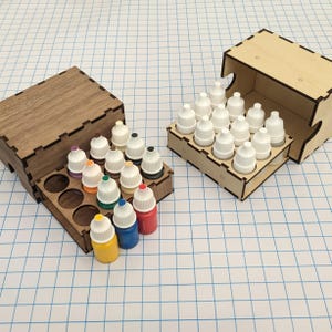 Portable Hobby Paint Rack/Box for Travel - Includes 12x 5ml Mini Droppers - Ultra-portable compact size