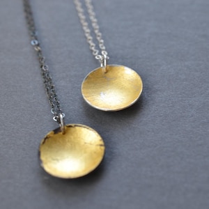 Gold Flecked Domed Pendant lunar necklace, celestial jewelry, gold disc necklace, contemporary pendant necklace, minimalist necklace image 1