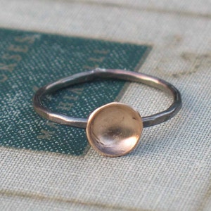 Two Tone Tiny Pool Ring minimalist ring, alternative engagement ring, modern ring, organic cup ring, two tone ring, lunar ring image 1
