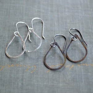 Hammered Sterling Silver Teardrop Hoop Earrings: Lightweight Forged Design