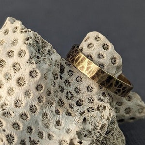 Solid Gold Hammered Texture Wedding Band
