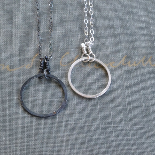 Silver Eternity Necklace- open circle necklace, karma necklace, delicate circle necklace, silver circle necklace oxidized circle necklace