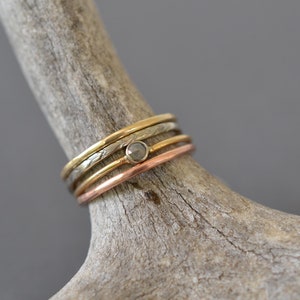 Solid Gold Stacking Ring thin gold band in rose, yellow, or white gold 10k or 14k stackable wedding band, minimalist wedding ring image 4