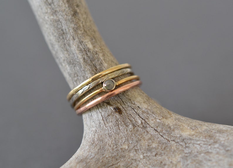 Solid Gold Stacking Ring thin gold band in rose, yellow, or white gold 10k or 14k stackable wedding band, minimalist wedding ring image 4