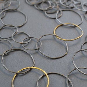 Geschmiedete Gliederkette Stahl & 23k Gold lange Kette Halskette, handgemachte Kette, kräftige Kette, rustikale Halskette, Stahlkette Halskette Bild 7