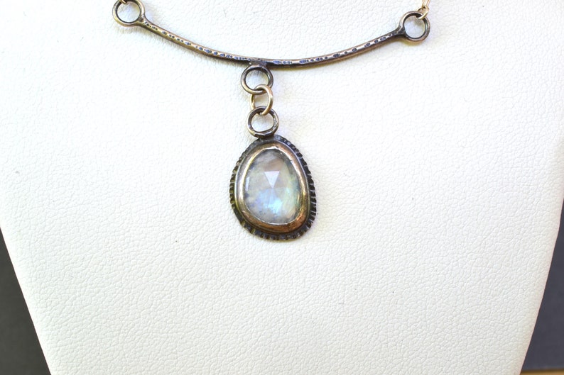 Freeform Rose Cut Moonstone Pendant one of a kind necklace, wedding necklace, unique october birthday gift for her, october birthstone image 2