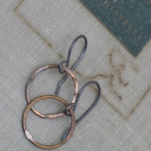 Small Patina Hoops boho thin hoops, open circle earrings, small hoop earrings, hand hammered hoops, wabi sabi hoops, dainty hoops image 6