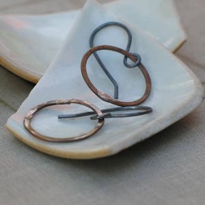 Small Patina Hoops boho thin hoops, open circle earrings, small hoop earrings, hand hammered hoops, wabi sabi hoops, dainty hoops image 8