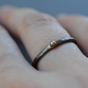 Steel & Gold Stacking Ring alternative engagement ring, reclaimed gold, minimalist ring, rustic ring, industrial ring, stacking ring set image 3
