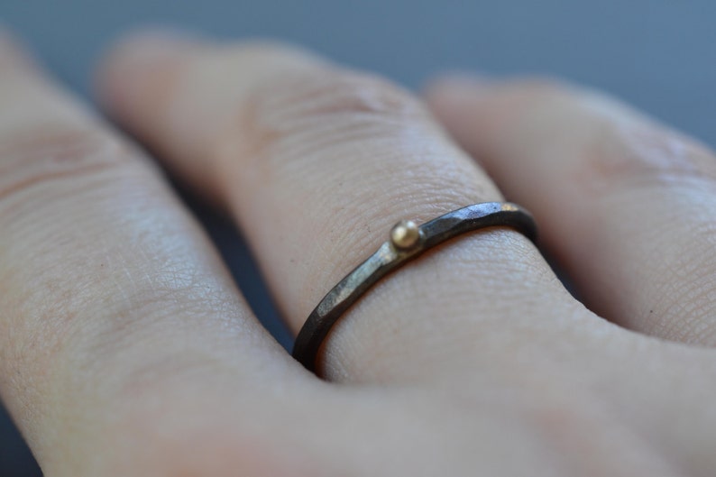 Steel & Gold Stacking Ring alternative engagement ring, reclaimed gold, minimalist ring, rustic ring, industrial ring, stacking ring set image 3