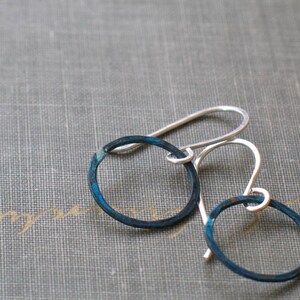 Small Patina Hoops boho thin hoops, open circle earrings, small hoop earrings, hand hammered hoops, wabi sabi hoops, dainty hoops image 5