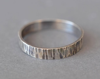 Wood Grain Ring- rustic wedding band, simple textured ring, mens wedding band, mens rustic ring, simple wedding band, hammered silver ring