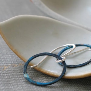 Small Patina Hoops boho thin hoops, open circle earrings, small hoop earrings, hand hammered hoops, wabi sabi hoops, dainty hoops image 4