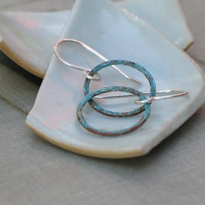 Small Patina Hoops boho thin hoops, open circle earrings, small hoop earrings, hand hammered hoops, wabi sabi hoops, dainty hoops image 10