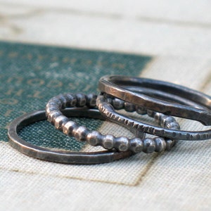 Silver Stacking Rings set of 4 thin silver ring set, dainty ring set, thin modern rings, simple ring set minimalist rings thin ring set image 5