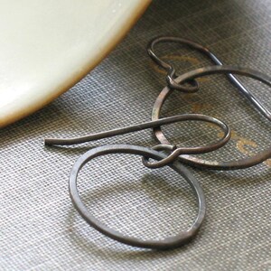 Small Sterling Hoops small silver hoops, open circle earrings, hand forged, small wire hoops, hand hammered hoops, thin hammered hoops image 4